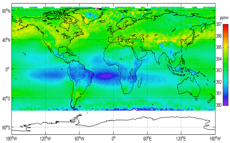 Carte distribution mondiale de CO2