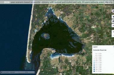 Online, CORISCLIM simulates marine submersions and the associated impacts. 